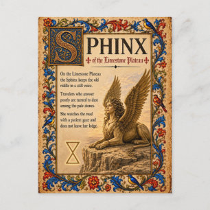 Sphinx, mittelalterliche Bestiarien-Kunst Postkarte