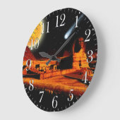 Sphinx & Moon über Ägyptische Gizeh Pyramid Art Cl Große Wanduhr (Winkel)
