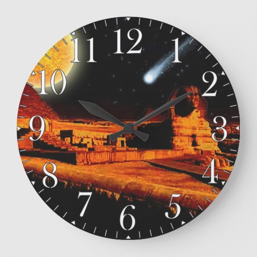 Sphinx & Moon über Ägyptische Gizeh Pyramid Art Cl Große Wanduhr (Vorderseite)