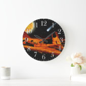 Sphinx & Moon über Ägyptische Gizeh Pyramid Art Cl Große Wanduhr (Zuhause)
