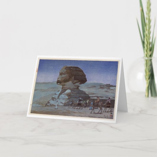 Sphinx (Nacht), Hiroshi Yoshida, Holzschnitt Karte (Vorderseite)