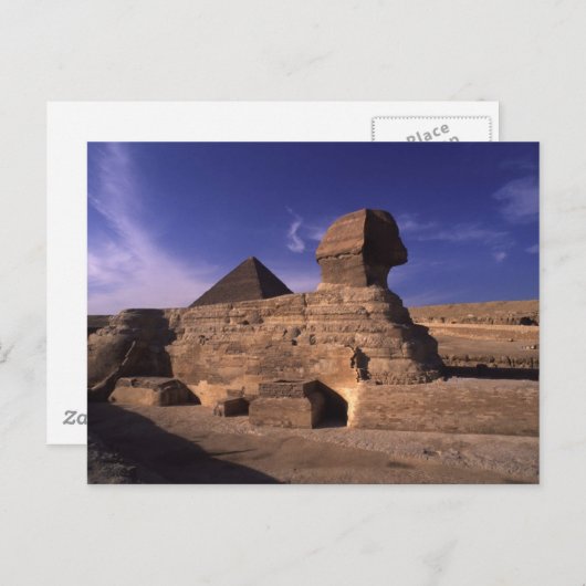 Sphinx Pyramide von Gizeh Postkarte (Vorne/Hinten)