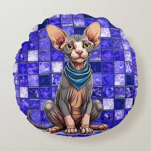 Sphinx Rundes Kissen (Vorderseite)