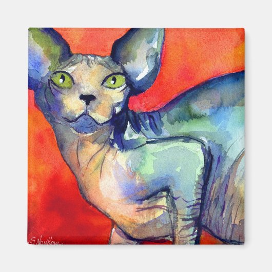 Sphinx sphynx Katze #6 Gemälde Magnet (Vorne)
