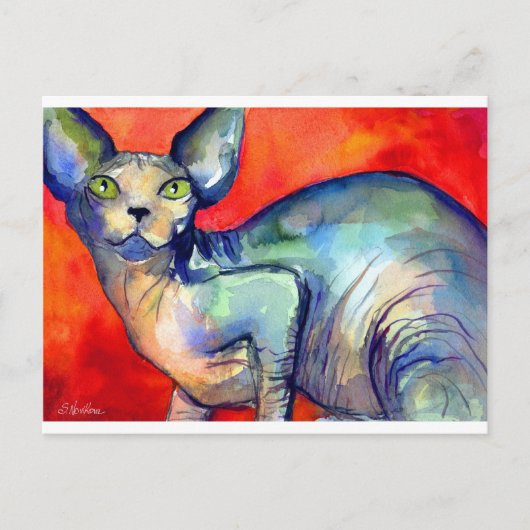 Sphinx sphynx Katze #6 Gemälde Postkarte (Vorderseite)