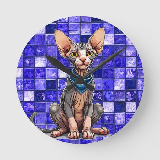 Sphinxkatze Runde Wanduhr (Vorderseite)
