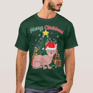 Sphyn Katze Weihnachtsbaum Schneeflocken Xmas Gesc T-Shirt