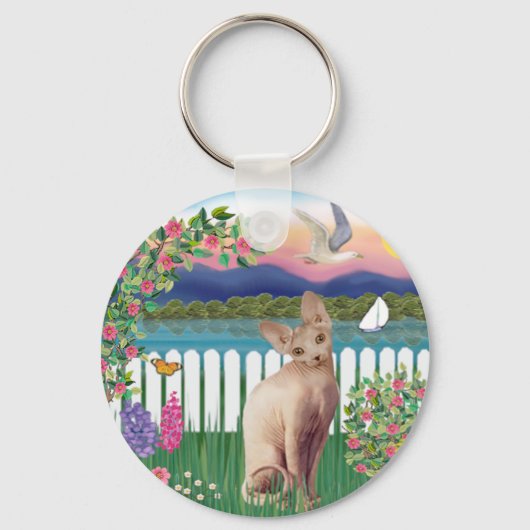 Sphynx Cat 1 - Gartenküste Schlüsselanhänger (Vorderseite)