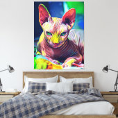 Sphynx Cat Abstrakte Malerei Leinwanddruck (Insitu (Schlafzimmer))