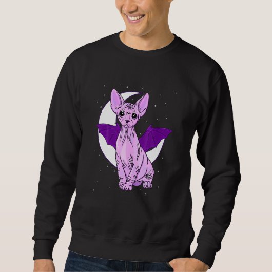 Sphynx Cat Bat Cute Pastel Goth Creepy Gothic Witc Sweatshirt (Vorderseite)