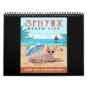 Sphynx Cat Beach Life Sandy Toes Sunkissed Nose Kalender