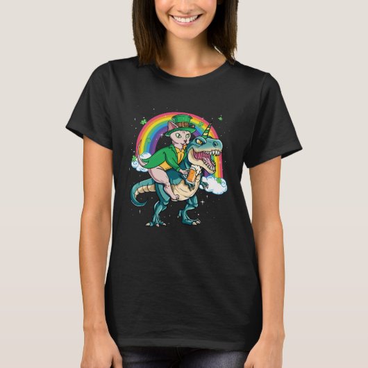 Sphynx Cat Beer Dino Rex Horn Rainbow T-Shirt (Vorderseite)