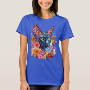 Sphynx Cat Blume T - Shirt der Frauen Floral