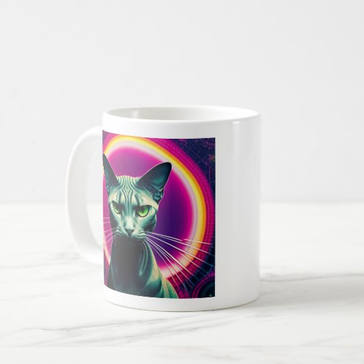 Sphynx Cat. bunt. Street Art Design Kaffeetasse (Vorderseite Links)