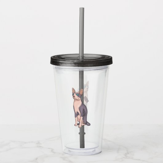 Sphynx cat cartoon illustration acryltrinkbecher (Vorderseite)