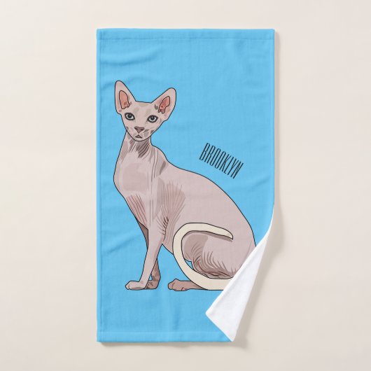 Sphynx cat cartoon illustration badhandtuch set (Handtuch)