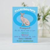 Sphynx cat cartoon illustration einladung (Stehend Vorderseite)