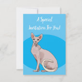 Sphynx cat cartoon illustration einladung (Rückseite)