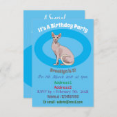 Sphynx cat cartoon illustration einladung (Vorne/Hinten)