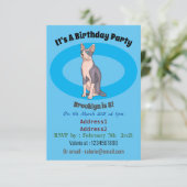 Sphynx cat cartoon illustration einladung (Stehend Vorderseite)