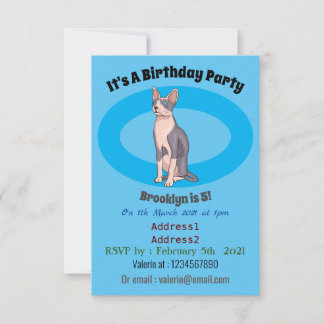 Sphynx cat cartoon illustration einladung