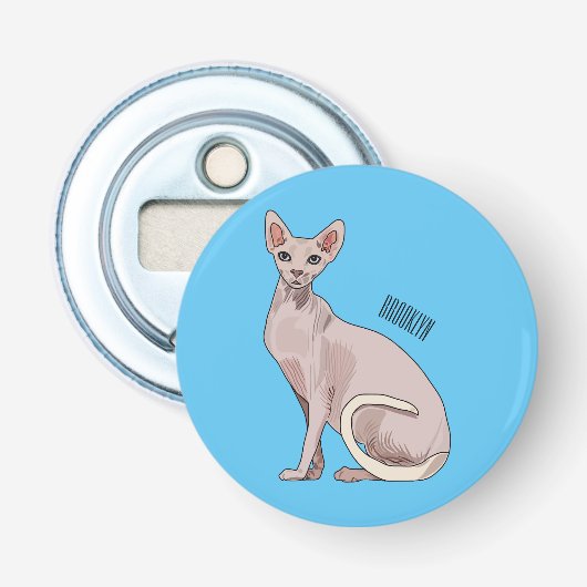 Sphynx cat cartoon illustration flaschenöffner (Vorderseite)