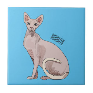 Sphynx cat cartoon illustration fliese