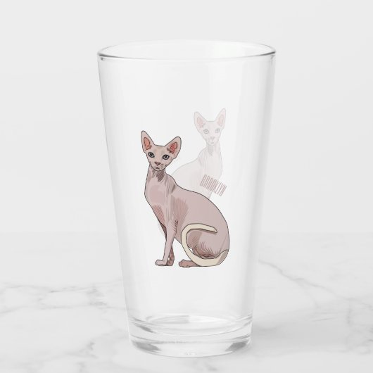 Sphynx cat cartoon illustration glas (Rückseite)