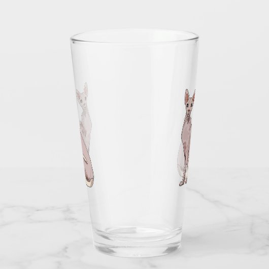 Sphynx cat cartoon illustration glas (Rechts)