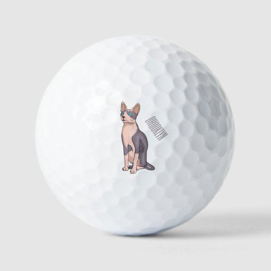 Sphynx cat cartoon illustration golfball (Vorderseite)