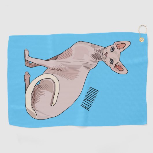 Sphynx cat cartoon illustration golfhandtuch (Horizontal)