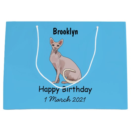 Sphynx cat cartoon illustration große geschenktüte (Vorderseite)