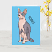 Sphynx cat cartoon illustration karte (Gelbe Blume)