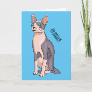 Sphynx cat cartoon illustration karte