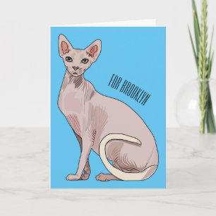Sphynx cat cartoon illustration karte