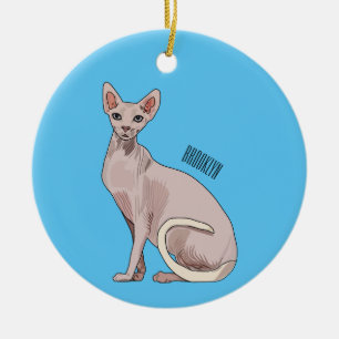 Sphynx cat cartoon illustration keramik ornament