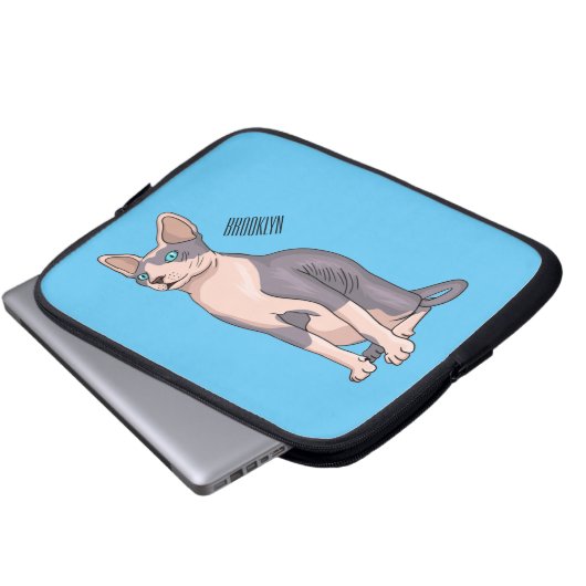Sphynx cat cartoon illustration laptopschutzhülle (Vorne Knopf)