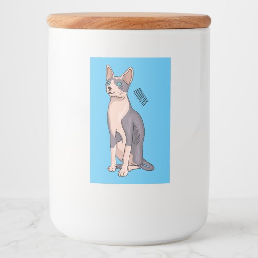 Sphynx cat cartoon illustration lebensmitteletikett (Vorderseite)