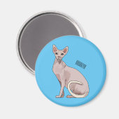 Sphynx cat cartoon illustration magnet (Vorderseite/Rückseite)