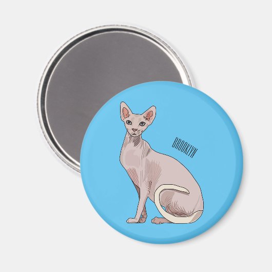Sphynx cat cartoon illustration magnet (Vorderseite/Rückseite)