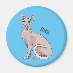 Sphynx cat cartoon illustration magnet
