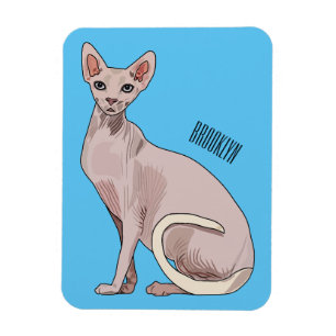 Sphynx cat cartoon illustration magnet