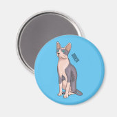 Sphynx cat cartoon illustration magnet (Vorderseite/Rückseite)