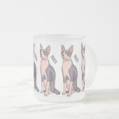 Sphynx cat cartoon illustration mattglastasse (VorderseiteRechts)
