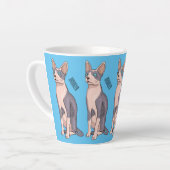 Sphynx cat cartoon illustration milchtasse (Linke Ecke)