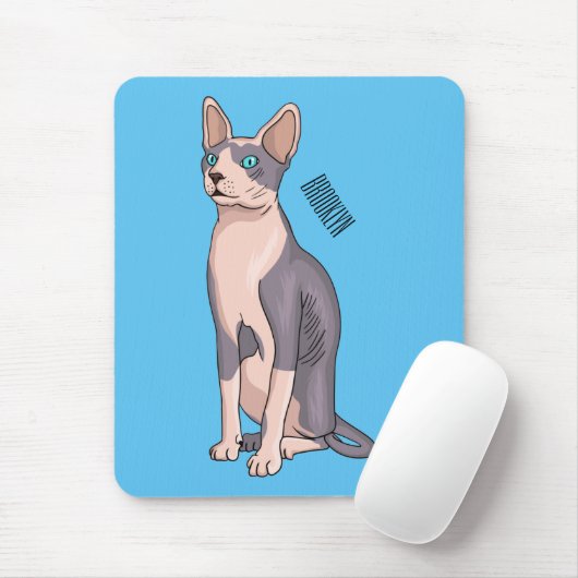 Sphynx cat cartoon illustration mousepad (Mit Mouse)