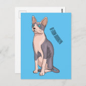 Sphynx cat cartoon illustration postkarte (Vorne/Hinten)