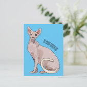 Sphynx cat cartoon illustration postkarte (Stehend Vorderseite)