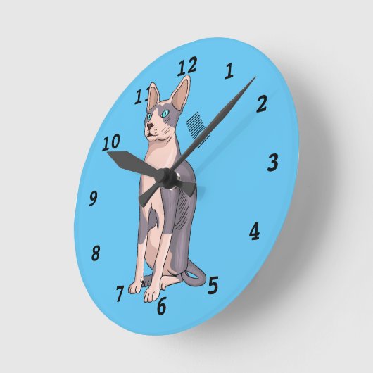 Sphynx cat cartoon illustration runde wanduhr (Winkel)