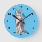 Sphynx cat cartoon illustration runde wanduhr (Vorderseite)